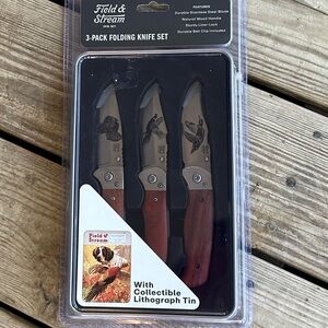 Field & Stream Folding Knife Trio with Wooden Handles